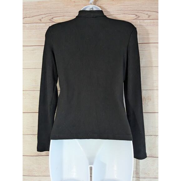 Lauren Ralph Lauren | Women’s Medium Black Ribbed Mock Neck Sweater Pullover - Picture 2 of 8